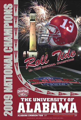 alabama national championship tide crimson champions posters 2009 al117 university texas vs ai