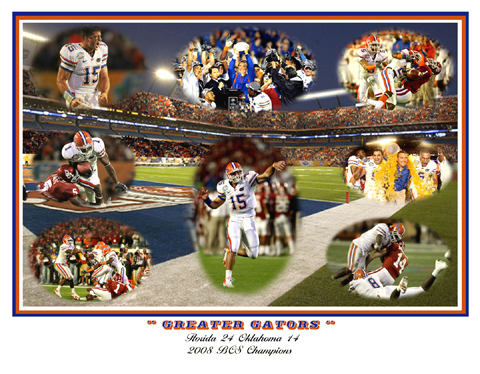 2008 BCS Champions Florida Greater Gators Football Collage Art Print
